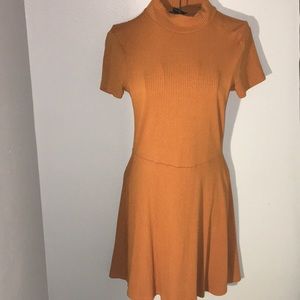 Orange slime waist flare skirt dress